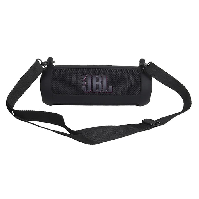 Soft Silicone Case for JBL Flip 7 Bluetooth-compatible Speaker Protective Cover with Shoulder Strap Carabiner - Black - 5