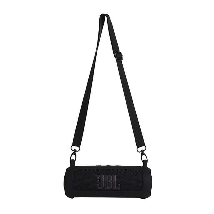 Soft Silicone Case for JBL Flip 7 Bluetooth-compatible Speaker Protective Cover with Shoulder Strap Carabiner - Black - 6