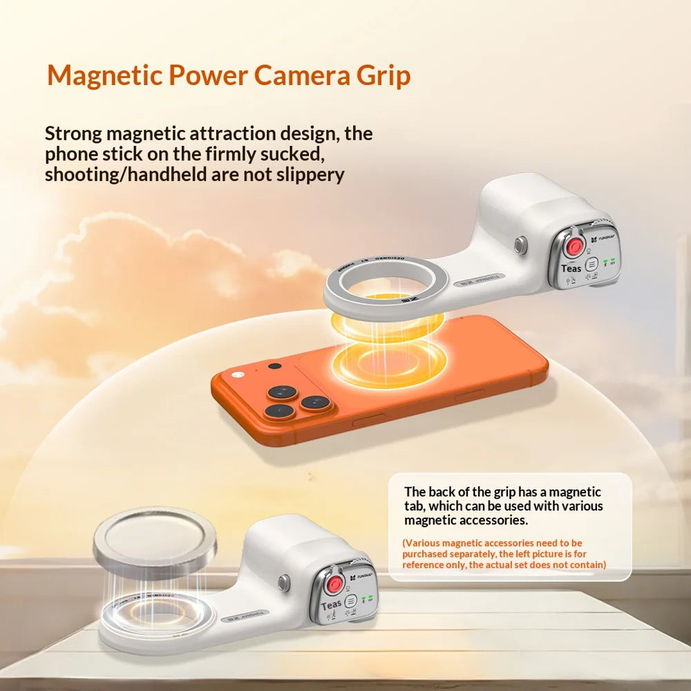 FUNSNAP Z6 Magnetic Mount Phone Grip Handle Wireless Grip Stand with Remote Shooting Aid - 3