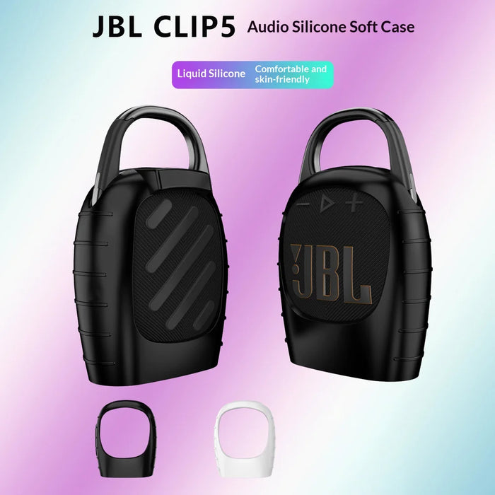 For JBL Clip 5 Outdoor Carrying Silicone Case Portable Bluetooth-compatible Speaker Protective Cover - Black - 3