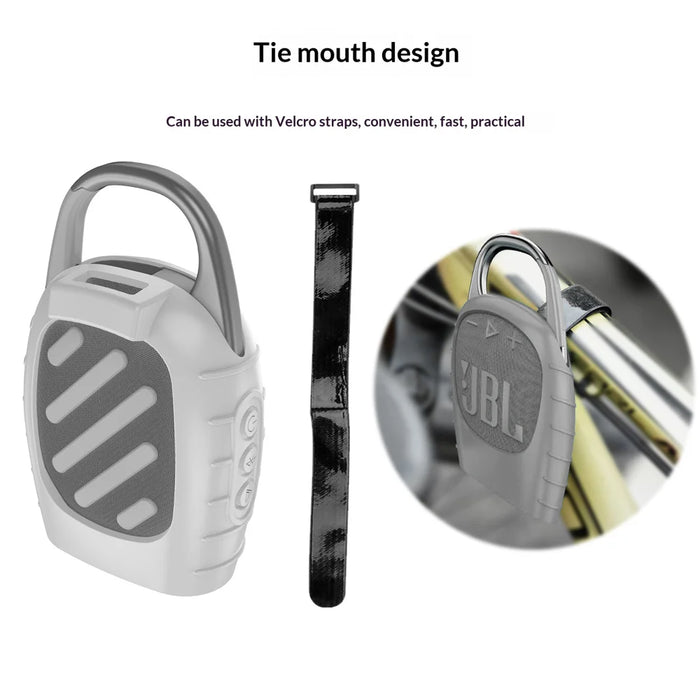 For JBL Clip 5 Outdoor Carrying Silicone Case Portable Bluetooth-compatible Speaker Protective Cover - Black - 4