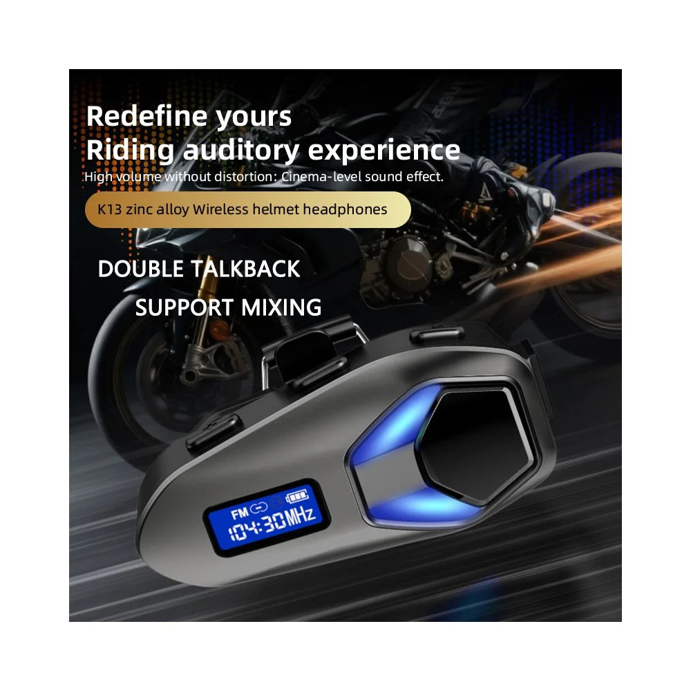 K13-2X Motorcycle Bluetooth-compatible Helmet Headphones IP65 Waterproof Wireless Headset for Riding Sports - Black - 2
