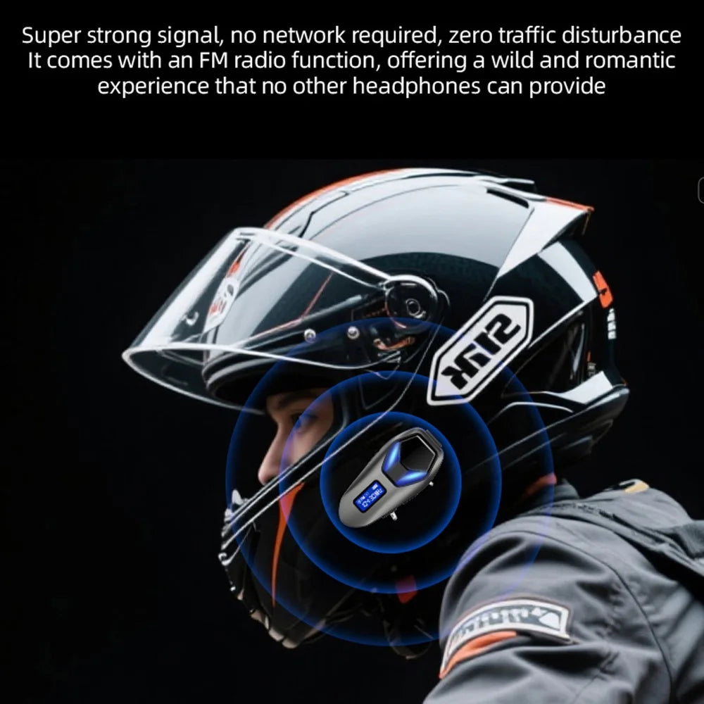 K13-2X Motorcycle Bluetooth-compatible Helmet Headphones IP65 Waterproof Wireless Headset for Riding Sports - Black - 7