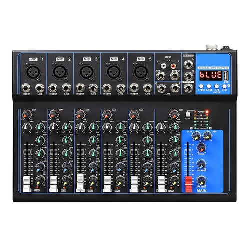 MG07BT 7-Channel Bluetooth-compatible Audio Mixer Professional Mixing Console for Recording DJ Stage Karaoke Music Application, EU Plug - 7-Channel - 1