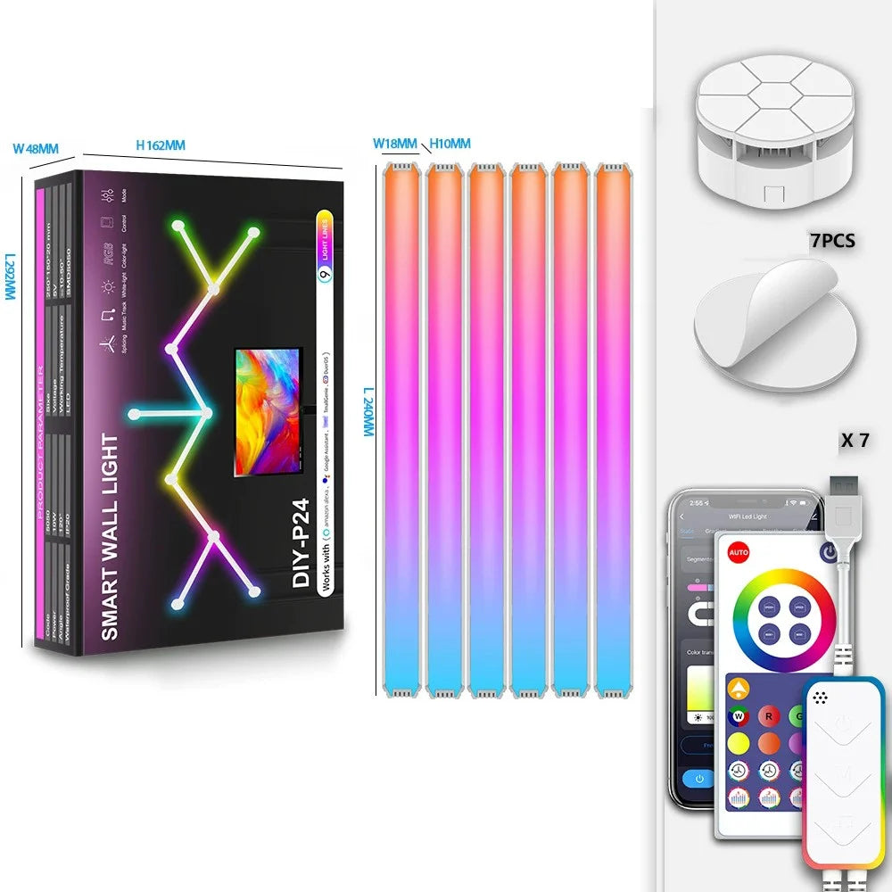 DIY024 6Pcs Tuya WiFi Smart Atmosphere Wall Lights Bluetooth-compatible DIY Modular RGBIC LED Music Sync APP Control Ambient Lamp - White - 1