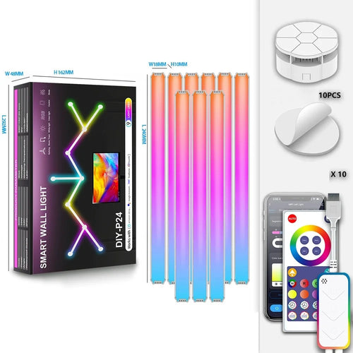 DIY024 9Pcs Tuya WiFi Smart Atmosphere Wall Lights Bluetooth-compatible DIY Modular RGBIC LED Music Sync APP Control Ambient Lamp - White - 1
