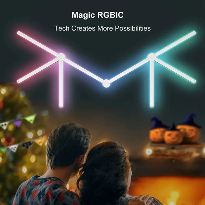 DIY024 9Pcs Tuya WiFi Smart Atmosphere Wall Lights Bluetooth-compatible DIY Modular RGBIC LED Music Sync APP Control Ambient Lamp - White - 5