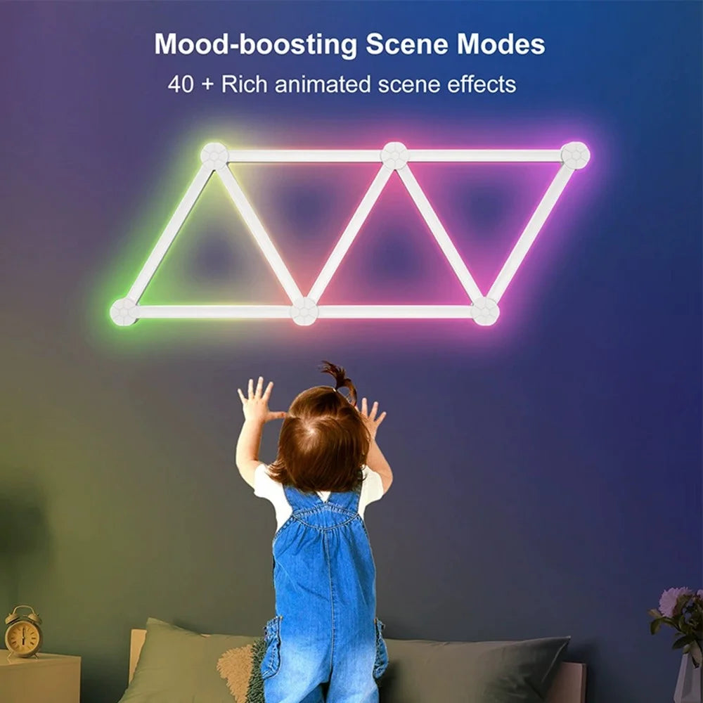 DIY024 12Pcs Tuya WiFi Smart Atmosphere Wall Lights Bluetooth-compatible DIY Modular RGBIC LED Music Sync APP Control Ambient Lamp - White - 6