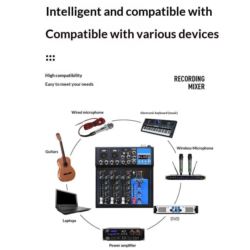 MG04BT 4-Channel Professional Audio Mixer Bluetooth-compatible DJ Mixing Console for Live Streaming Recording - 4-Channel - 2