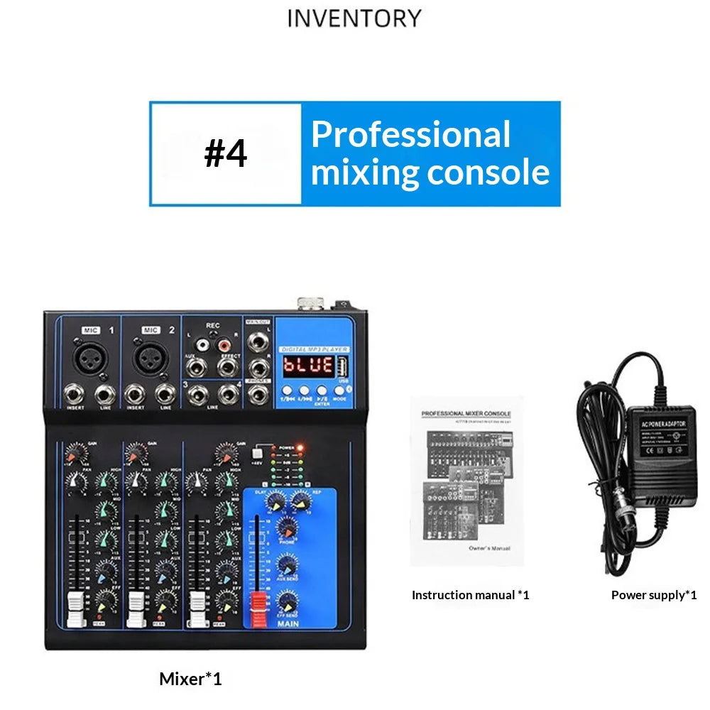 MG04BT 4-Channel Professional Audio Mixer Bluetooth-compatible DJ Mixing Console for Live Streaming Recording - 4-Channel - 5