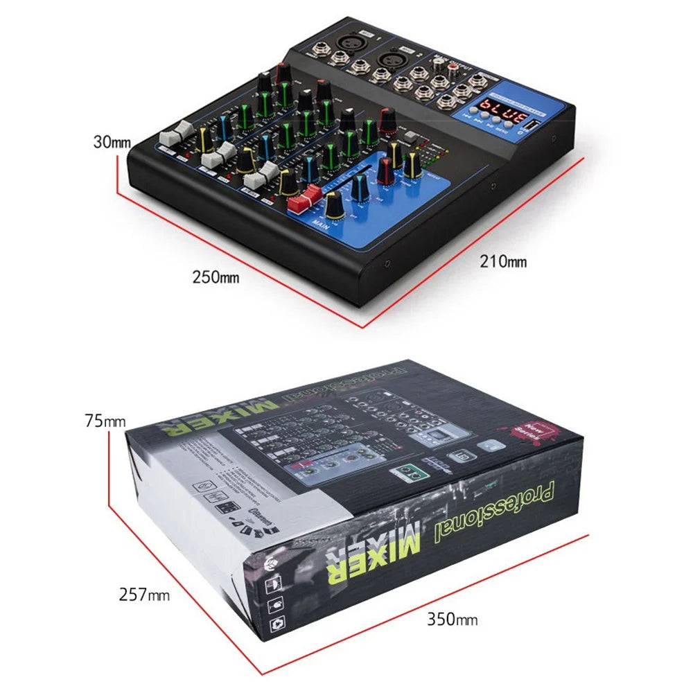 MG04BT 4-Channel Professional Audio Mixer Bluetooth-compatible DJ Mixing Console for Live Streaming Recording - 4-Channel - 6