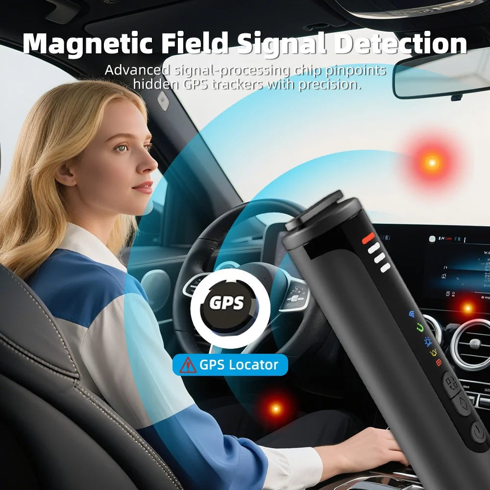 T016 Hidden Camera Bug Detector GPS Signal Anti-Spy Device Magnetic Field Detection for Hotel Car Public Restroom - Black - 3