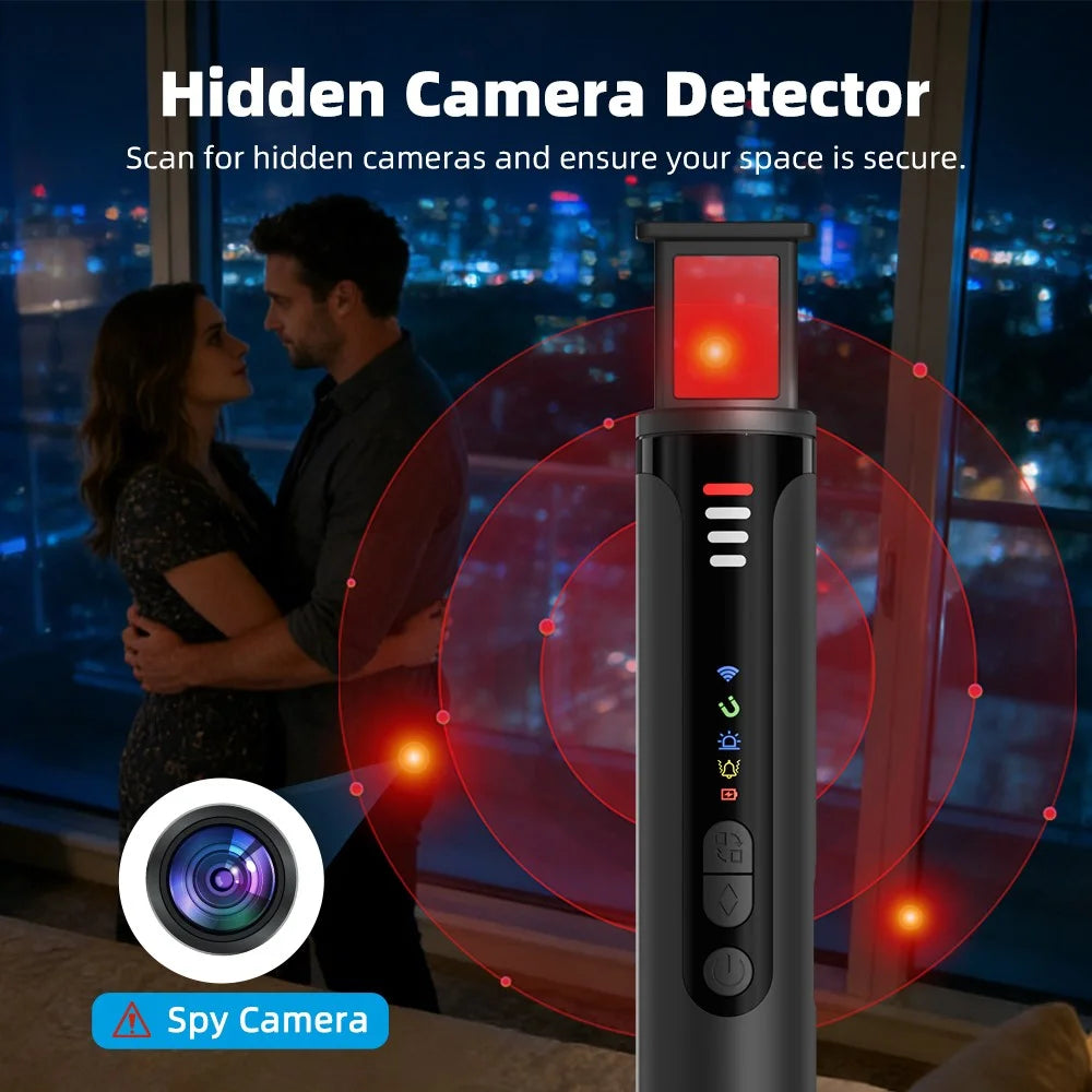 T016 Hidden Camera Bug Detector GPS Signal Anti-Spy Device Magnetic Field Detection for Hotel Car Public Restroom - Black - 5