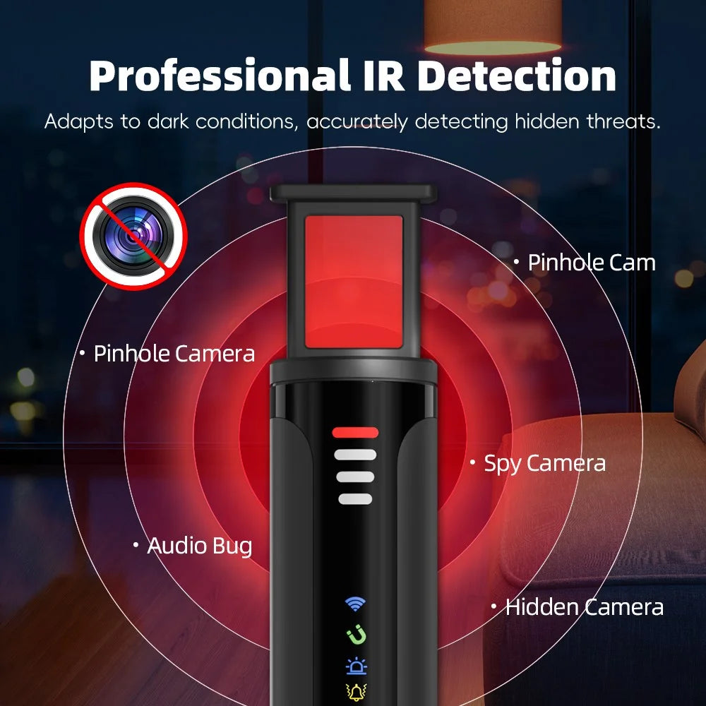T016 Hidden Camera Bug Detector GPS Signal Anti-Spy Device Magnetic Field Detection for Hotel Car Public Restroom - Black - 7