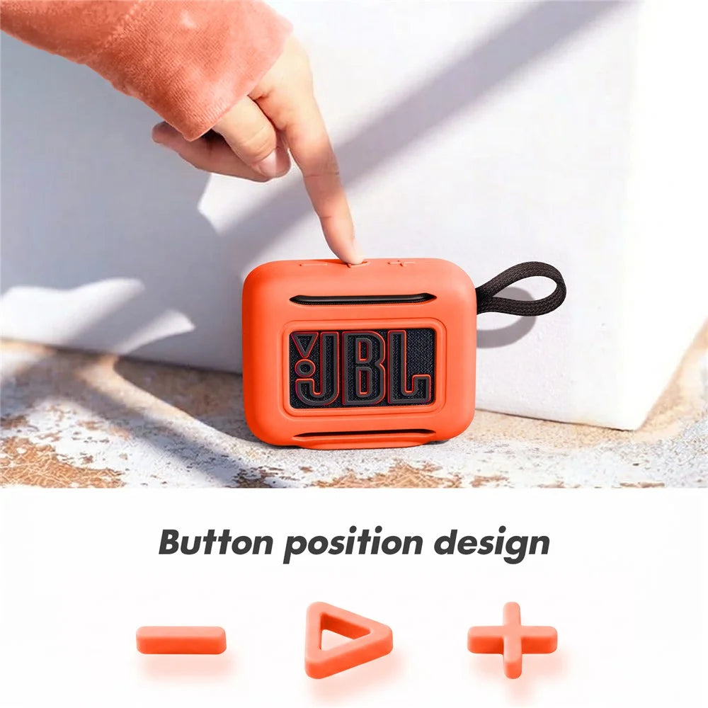 For JBL Go 5 Silicone Case Bluetooth-compatible Speaker Protective Cover with Carabiner Hook - Orange - 2