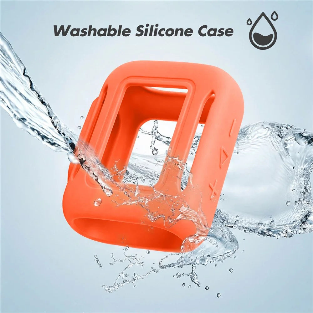 For JBL Go 5 Silicone Case Bluetooth-compatible Speaker Protective Cover with Carabiner Hook - Orange - 4