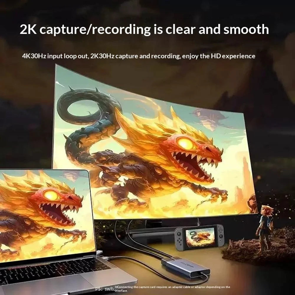 UGREEN CM726-25773 USB A / USB C 2 in 1 2K / 30Hz Video Capture Card with 4K HD Loop Out for Live Streaming Gaming - 5