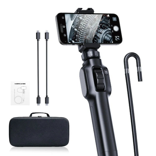 S43-OTG Industrial Endoscope with 1m Wire Cable 8.5mm Lens 360 Degree Rotating 2MP Borescope Camera for Pipeline Car Repair - Black - 1