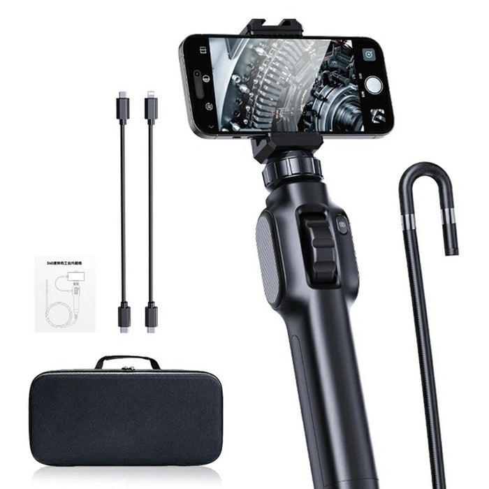 S43-OTG Industrial Endoscope with 2m Wire Cable 8.5mm Lens 360 Degree Rotating 2MP Borescope Camera for Pipeline Car Repair - Black - 1