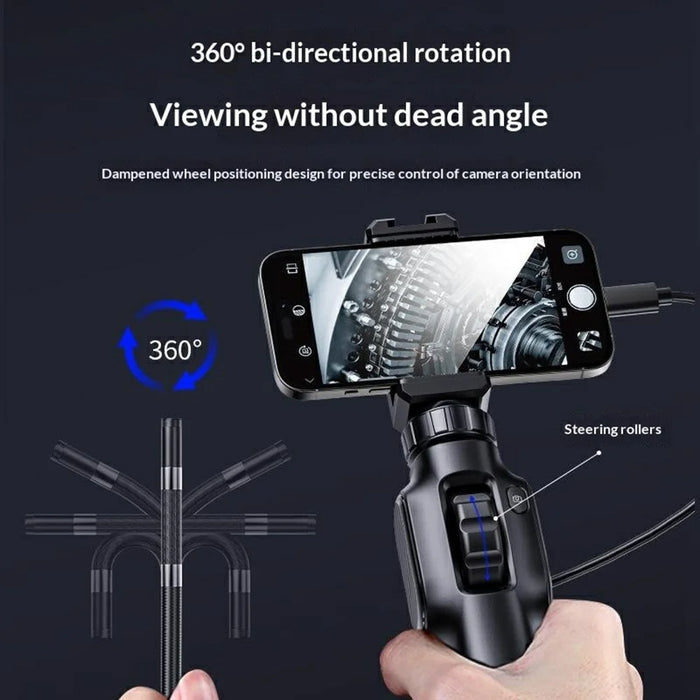 S43-OTG Industrial Endoscope with 2m Wire Cable 8.5mm Lens 360 Degree Rotating 2MP Borescope Camera for Pipeline Car Repair - Black - 3