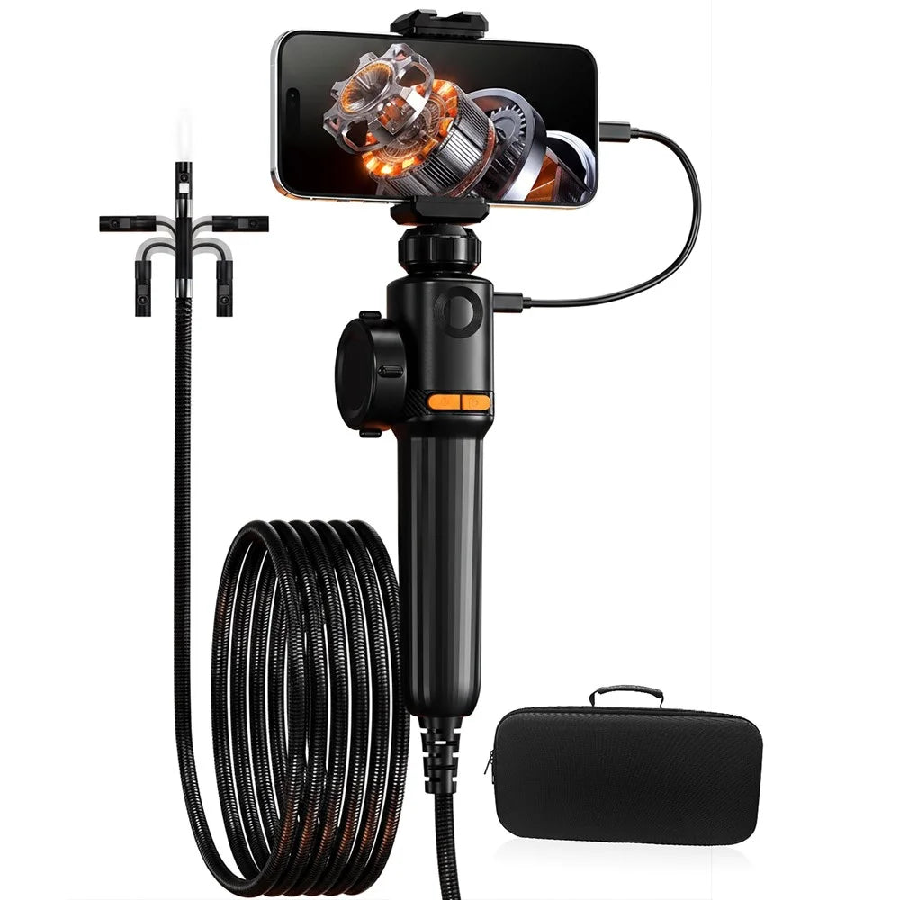 ST01 6mm Industrial Endoscope Camera with 1m Wire 360 Degree Rotation IP67 Waterproof OTG Tube Pipeline Inspection Tool - Black - 1