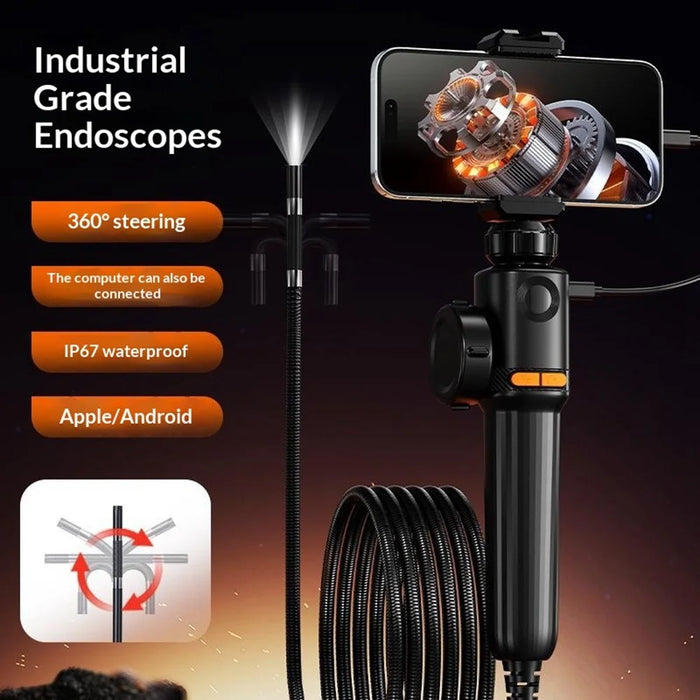 ST01 6mm Industrial Endoscope Camera with 1m Wire 360 Degree Rotation IP67 Waterproof OTG Tube Pipeline Inspection Tool - Black - 2