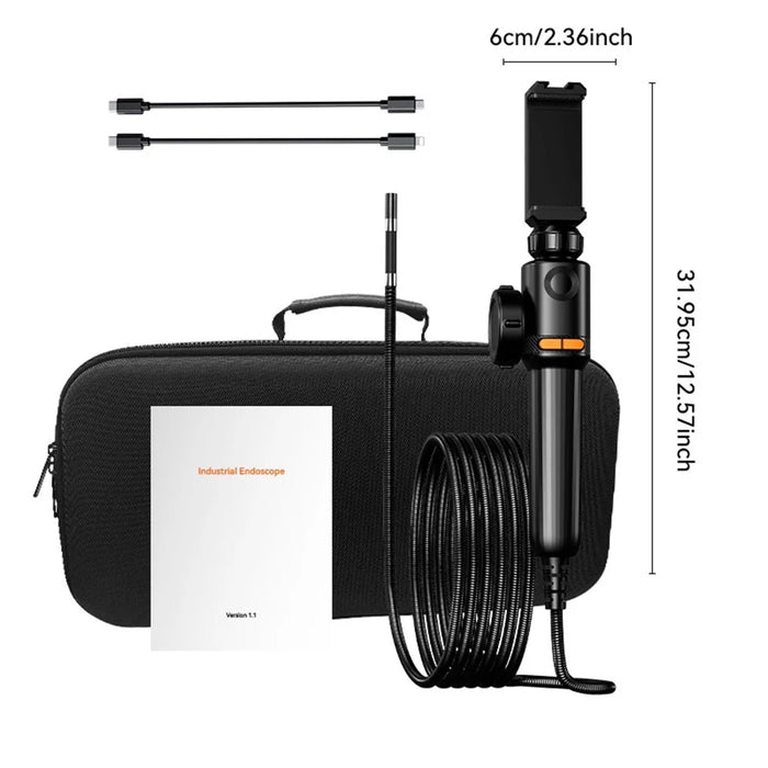 ST01 6mm Industrial Endoscope Camera with 1m Wire 360 Degree Rotation IP67 Waterproof OTG Tube Pipeline Inspection Tool - Black - 6