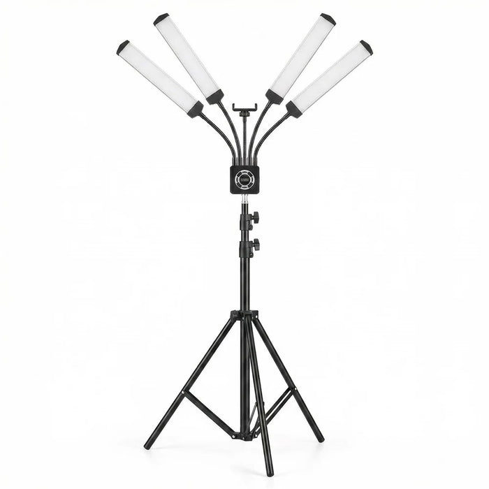 HD-150XJ 4-Arm Fill Light 3200K-5600K Adjustable Remote Control 65W LED Photography Light for Beauty Live Streaming - Black - 1