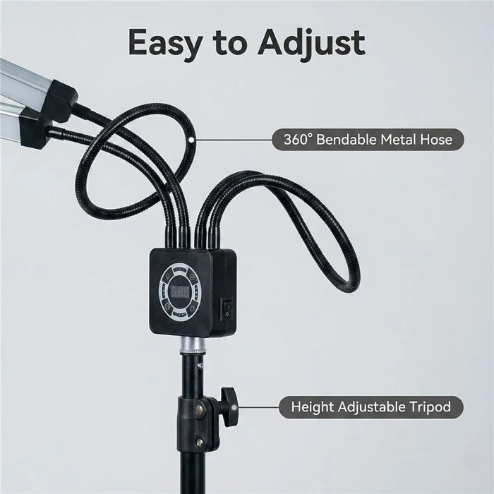 HD-150XJ 4-Arm Fill Light 3200K-5600K Adjustable Remote Control 65W LED Photography Light for Beauty Live Streaming - Black - 4