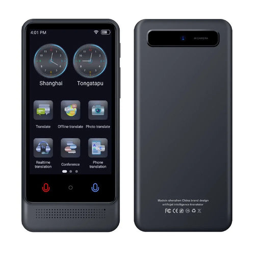 M12 4.01 Inch Intelligent Voice Translator 1GB+16GB Storage 137 Languages WiFi Photo Recording AI Translation Device - Black - 1