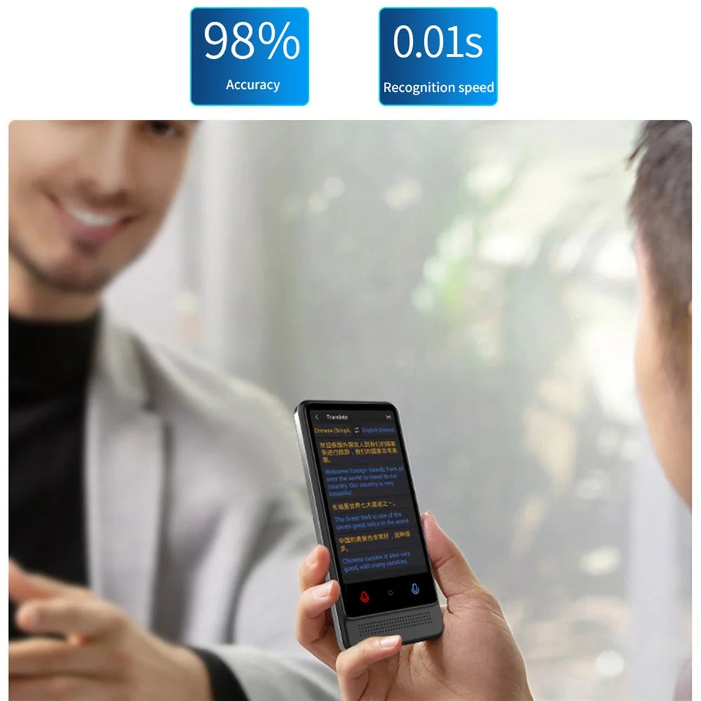 M12 4.01 Inch Intelligent Voice Translator 1GB+16GB Storage 137 Languages WiFi Photo Recording AI Translation Device - Black - 5