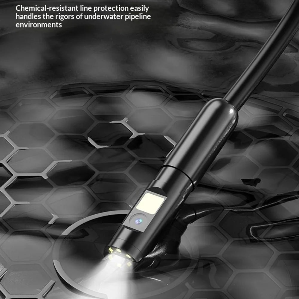 C50 8.5mm 5 Inch HD IPS Screen Industrial Endoscope with 5m Wire 1080P Dual Lens IP67 Waterproof Inspection Camera for Auto Engine Pipeline - Black - 5