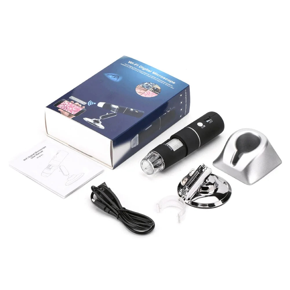 303 WiFi Digital Microscope 1000X Magnification 2MP HD 1080P CMOS Sensor 8 LED Lights Wireless Magnifier - Black - 1
