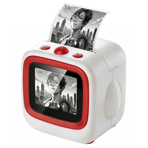 X25 AI Voice Control Mini Printer 2.4 Inch IPS Screen WiFi Portable Printer for Kids Drawing Learning Inkless Thermal Printer - White+Red - 1