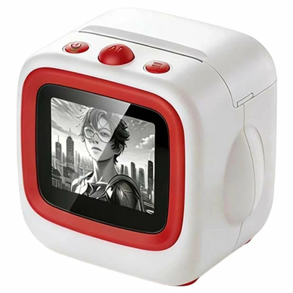 X25 AI Voice Control Mini Printer 2.4 Inch IPS Screen WiFi Portable Printer for Kids Drawing Learning Inkless Thermal Printer - White+Red - 2