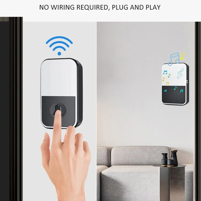 U500 IP44 Waterproof 45 Ringtones 4 Volume Levels 150-200m Range Wireless Doorbell Kit, 1 Transmitter + 2 Receivers - 4