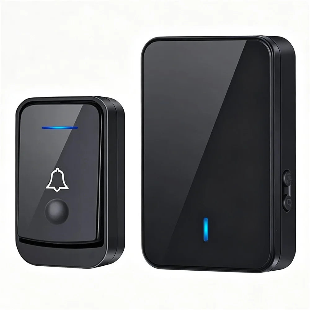 Q501 Wireless Doorbell 45 Ringtones 4 Volume Levels 150-200m Range Cordless Doorbell Kit, 1 Transmitter + 1 Receiver - Black - 1