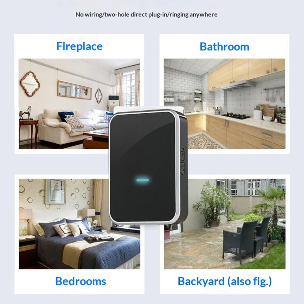 N193 Self-Powered 433MHz Wireless Doorbell 45 Ringtones 4 Volume Levels Cordless Doorbell Kit, 1 Transmitter + 1 Receiver - EU Plug - 2