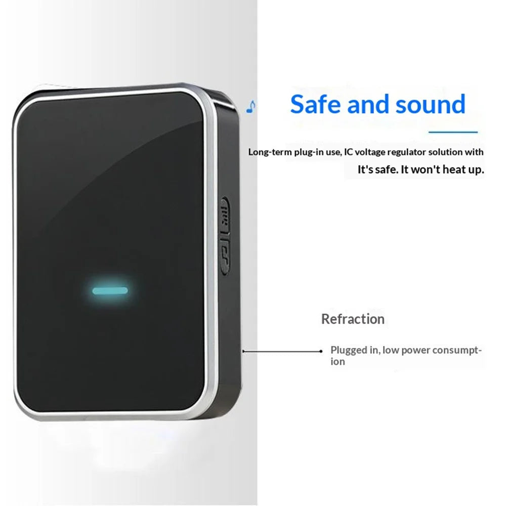 N193 Self-Powered 433MHz Wireless Doorbell 45 Ringtones 4 Volume Levels Cordless Doorbell Kit, 1 Transmitter + 1 Receiver - EU Plug - 7