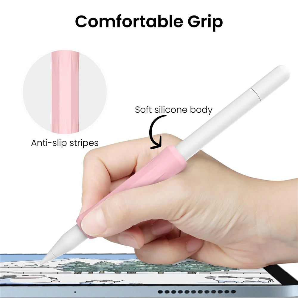 AHASTYLE DD07+WG24 3Pcs Silicone Grip Cover for Apple Pencil Pro / Apple Pencil (USB-C) / 1st Generation / 2nd Generation with 2 Replacement Tips - Pink+Purple+Green - 4