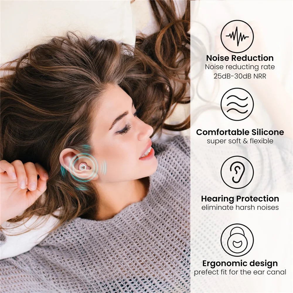 AHASTYLE NE25 4 Pairs Hexagonal Earplugs for Sleeping Noise Reduction Silicone Ear Plugs, XS / S / M / L - Pink+White - 3