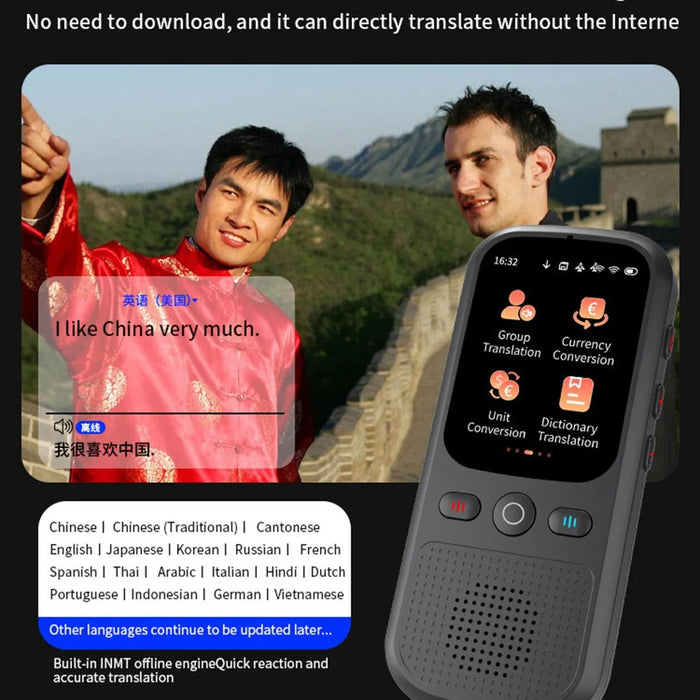 F5 AI Voice Translator Touch Screen 142-Language Online Translator with Offline Translation for Travel Business Learning, 1+8GB - Black - 2