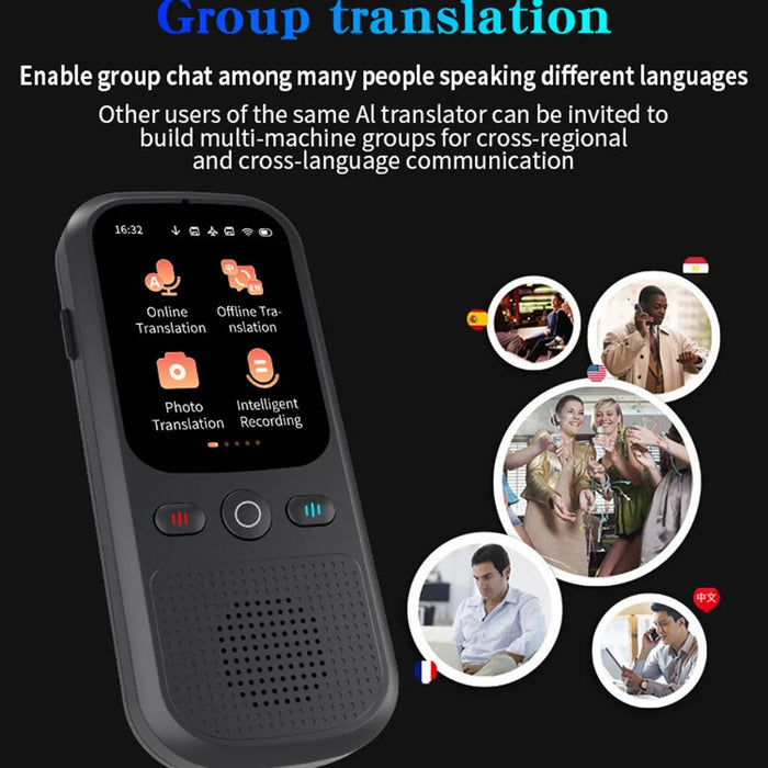 F5 AI Voice Translator Touch Screen 142-Language Online Translator with Offline Translation for Travel Business Learning, 1+8GB - Black - 3