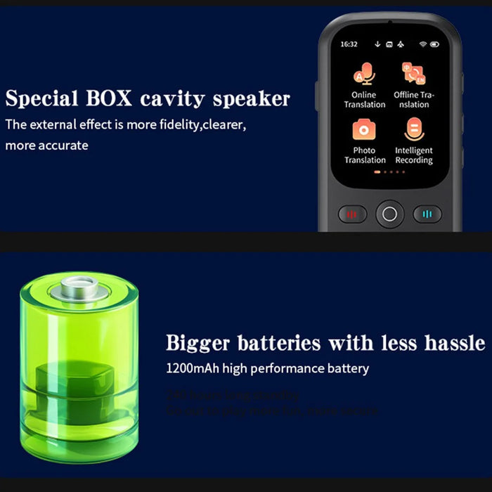 F5 AI Voice Translator Touch Screen 142-Language Online Translator with Offline Translation for Travel Business Learning, 1+8GB - Black - 7