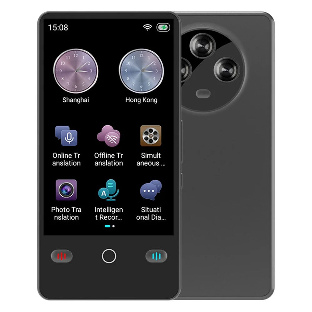 F2 4.0 Inch AI Portable Language Translator 142 Languages Online Offline Bluetooth-compatible Recording Translation Device for Travel - Black - 1