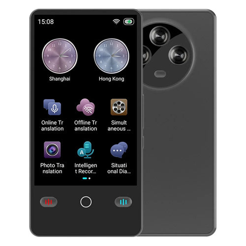 F2 4.0 Inch AI Portable Language Translator 142 Languages Online Offline Bluetooth-compatible Recording Translation Device for Travel - Black - 1