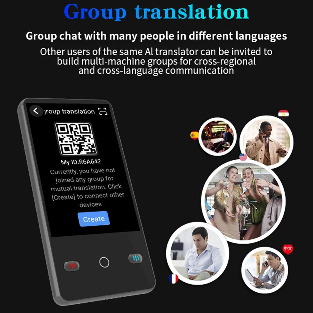 F2 4.0 Inch AI Portable Language Translator 142 Languages Online Offline Bluetooth-compatible Recording Translation Device for Travel - Black - 5
