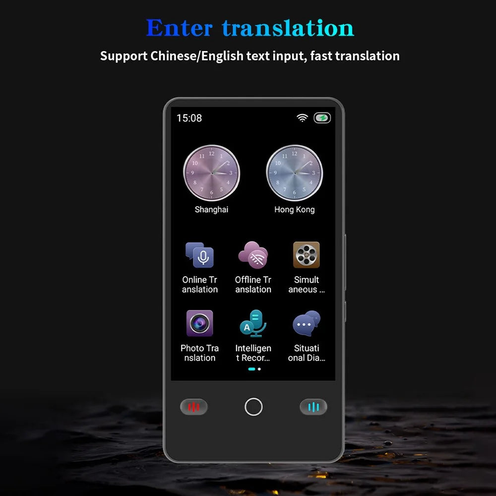 F2 4.0 Inch AI Portable Language Translator 142 Languages Online Offline Bluetooth-compatible Recording Translation Device for Travel - Black - 6