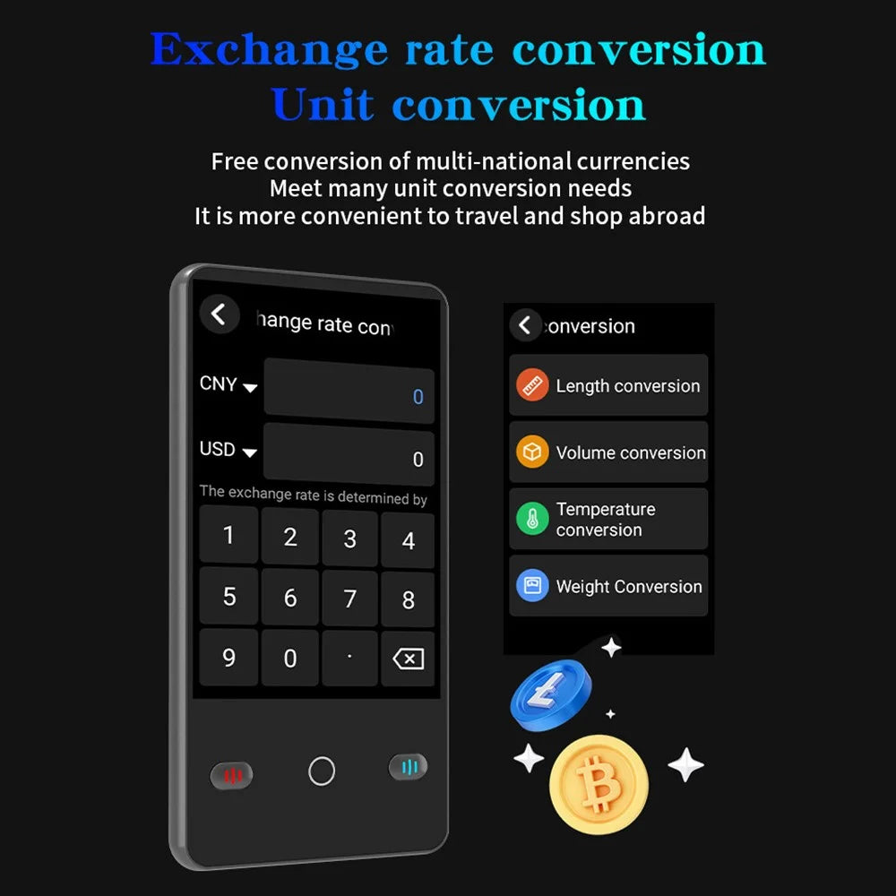 F2 4.0 Inch AI Portable Language Translator 142 Languages Online Offline Bluetooth-compatible Recording Translation Device for Travel - Black - 7