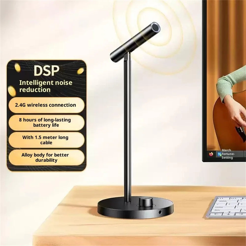 UGREEN CM770 35344 2.4G Wireless / USB Wired Desktop Microphone DSP Noise Cancelling Omnidirectional Mic for Gaming Recording - Black - 2